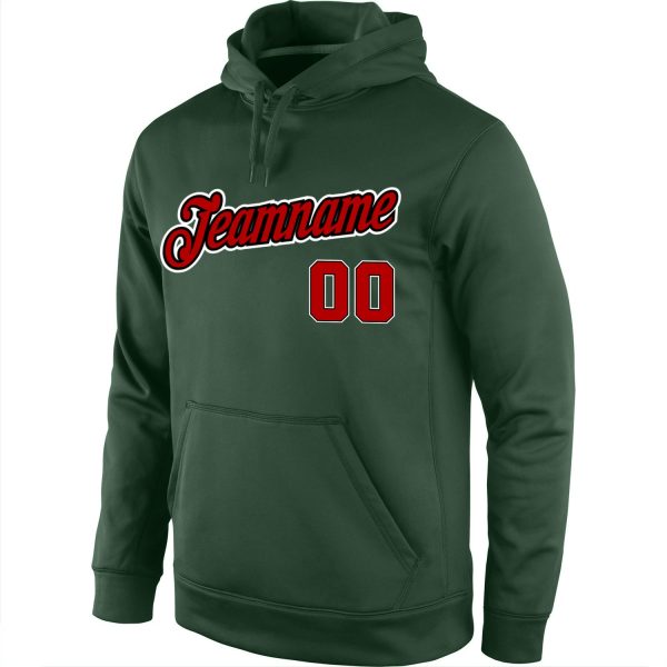 Custom Stitched Green Red-Black Sports Pullover Sweatshirt Hoodie - Image 2