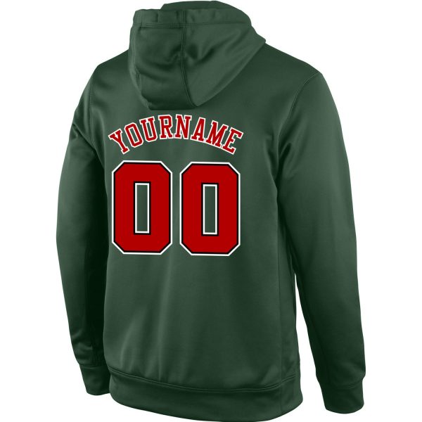 Custom Stitched Green Red-Black Sports Pullover Sweatshirt Hoodie - Image 3