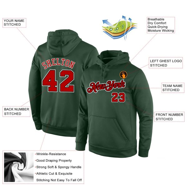 Custom Stitched Green Red-Black Sports Pullover Sweatshirt Hoodie - Image 4